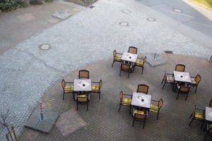  Dirty snow affected this concrete block pavement 