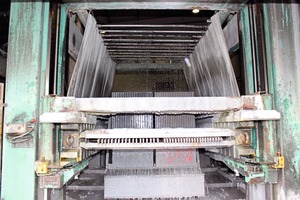  Starting from cutting the giant concrete blocks into several thin slabs using a wet sawing process ... 