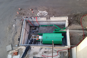  The wash water created during the wash off the wall panels is collected in a channel leading the wash water to a waste green concrete reclaimer 