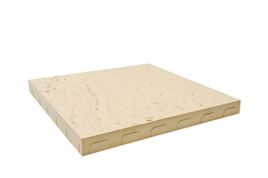  <div class="bildtext_en">Cast stone with minimally rounded edges and spacers processed by CNC (shade pina creme and travertine antique surface finish)</div> 