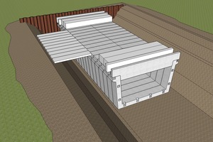  ... und setzt sich aus 18 einzelnen Betonelementen, inklusive Kopf- und Schwellwänden sowie vier Entgleisungsschutzriegeln zusammen 