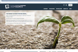  The homepage of the new online trading platform for cement, ecement.pro, with the English version shown here. The portal currently provides its contents in German and English 