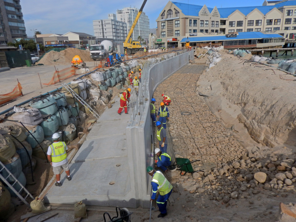 Wallpaper Precast Concrete Seawall Protects South African Coastal Town HD