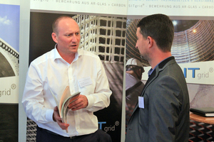  Roy Thyroff, Managing Diorector of V. Fraas Solutions in Textile and the Tudalit-Association, advising visitors to his stand in the accompanying exhibition 