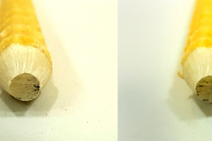  Behavior of the support point under the action of a compressive load (from left to right): before loading; 4 kN; 10 kN; 11 kN 