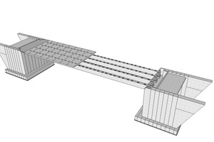  Abb.: Modell einer geplanten vorgespannten einfeldrigen modularen Rahmenbrücke aus Betonfertigteilen 