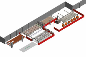  Complete, fully automated machine with stacking unit and six longitudinal wire units 