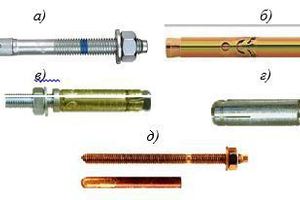  Some types of plastic rawlplugs (anchors); façade anchors by a), b)  – Fischer; c) – Tox; d) – Hilti; e) – Sormat; f) – Alfa 