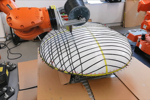  Fig. 1: Reinforcing shell structure robotically manufactured of mineral-impregnated carbon-fiber composite 