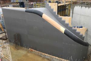  The triaxially curved Voxeljet elements were designed so that they could be easily combined with Doka standard formwork 