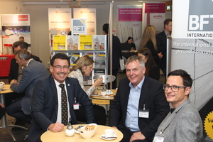  Marketing and Sales at mbk are also very active: here, with Managing Director Mario Pfender and Sales Director Michael Raich (from right to left) while being interviewed by BFT at the Betontage in Neu-Ulm … 