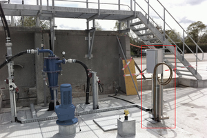  Installed OLAS system with submersible measuring head next to an underground residual water tank 