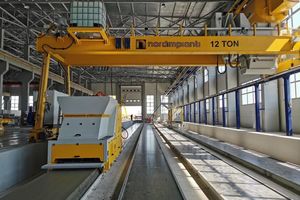  An extrusion unit supplied by Nordimpianti was installed to additionally produce standardized hollow-core slabs for industrial construction 