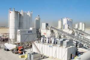  KTI-Plersch concrete cooling systems provide the capacity for producing a total of 2.6 million m³ of cooled concrete; the image shows units installed on the Dubai International Airport construction site 