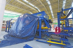  Shrouded: The new Masa XL-R concrete block making machine awaits commissioning 