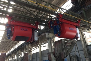  Flying buckets in the existing rails looking at the switch area towards the batching plant 