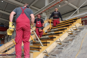  Concreting of precast stair units 