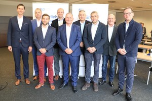  Der neu gewählte Vorstand des Betonverbandes SLG (v. l. n. r.): Helge Koll, Ulrich Melzer, Philipp Kann, Thomas Aicheler, Andreas Schlemmer (Vorsitzender), Frank Diegmüller, Jakob Socher, Johannes Rüsing und Florian Klostermann 