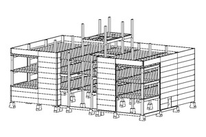  3D-Modell der verwendeten Betonfertigteile für das Agricopel-Verwaltungsgebäude 