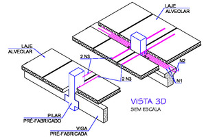  Detailed drawing of the precast columns, beams and floor slabs 