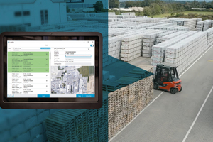  The 11,000 m² yard logistics enables Birkenmeier Stein+Design GmbH to manage product pallets for approximately 250 entries per day with the forklift management system and mobile warehouse solution from L-mobile 