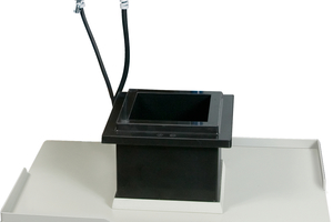  Fig. 4: High-frequency vibrating table, 4,000 to 9,000 rpm, timer 1 s to 999 s, adjustable speed, control box 