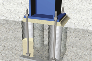  Precise installation with the suitable template sheet metal of the anchor rods with grout 