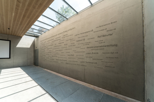  Rotsee Rowing Center (2): the sponsors of the building are immortalized on the concrete interior wall 