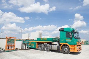  A concrete inloader loaded with precast elements 