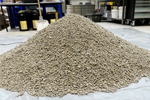  Stockpile of lightweight aggregates produced at the IAB Recycling Technology Center from demolished masonry 