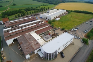  Bird’s eye view of the company premises of Peikko Deutschland GmbH: the company is part of the Finnish Peikko Group with sales companies in over 30 countries in Europe, Africa, the Middle East, North America and the Asia-Pacific region, as well as production facilities in twelve countries 