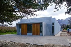  The southern barn-door car entrance mounted between two of the precast concrete elements supplied by Cape Concrete 