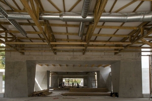  One of the roof-truss assemblies which was mounted between two in-situ roof beams 
