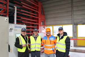  Thomas Wunder (e-one), Paulo da Silva (Creabeton), Yannick Ancrenaz (Quadra) and Silvio Schade (BFT/from right to left) have recently met at the Creabeton factory in Lyss near Bern 