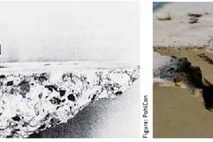  Fig. 3: Concrete failure cone of an undercutanchor [ELI1994] (left) and an anchorless JTBLA channel (right) 