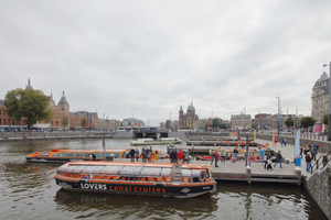  Where tourist boats moor today, the forecourt of the central station had been previously. The new bicycle parking facility is situated exactly below it now.  