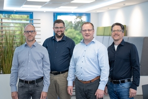  Das Leitungsteam für den Geschäftsbereich Betonfertigteiltechnik (v.l.n.r.): Carsten Felbick (Teamleiter UniCAM), Christian Stangier (Abteilungsleiter), Peter Reimer (Key Account Manager), Markus Siepe (Teamleiter AUT) 