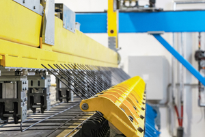  The fully integrated bending system facilitates the processing of flexibly manufactured reinforcement wire mesh  