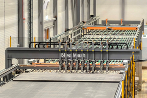  The M-System mesh welding plant welds and bends the steel rebar and forms it into the special cages needed  