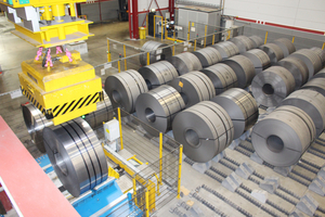  View of production: these coils are the basis of steel-fiber production 