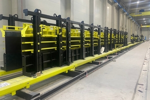  Hydraulically operated adjustable mold for prestressed I and T beams 