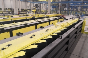  View inside the factory showing the top of the Sidecaster stair molds 