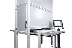  Scanner for footpath slabs on a conveyor belt 