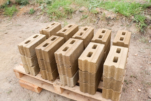  Palletized blocks are cured prior to laying 