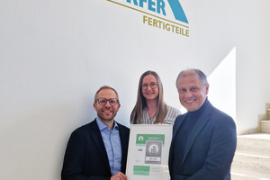  Happy about the CSC certificate for the Lanhofen site are: Stefan Reischl, Technical Manager of the Precast Division, Jula Wochinger, Assistant to the Technical Management, and Manfred Platzer, Manager of the Precast Division at Rohrdorfer (from left to right) 