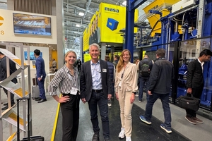  Karla Knitter, Jens Maurus and Kristin Hanneforth (from right to left) from the BFT Team in front of the Masa and Ratec exhibition stands 