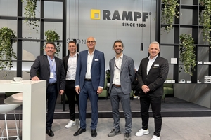  Visitors to this year’s bauma included Bert Panis from Ebema, 2nd from right, and Silvio Schade of BFT, left already had the opportunity to meet Alexander Lenert (at the center) from 7 April to 11 April at the bauma trade fair stand 