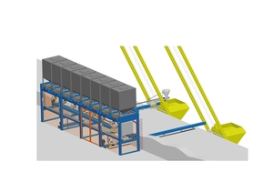  Graphical illustration of the Grapados 8 with its two conveying vessels, each attached to a linear transportation system  