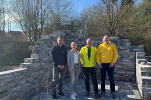  Robert Getta (H. Scholz), Kristin Hanneforth (BFT International), Ralf Stockschläder (Jasto Baustoffwerke) and Jan-Peter Kutz (H. Scholz) (from left to right) at the exhibition area of Jasto Baustoffwerke 