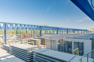  Precast concrete elements and exterior wall elements ready for transport to the construction site 